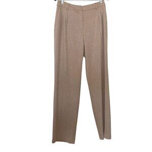 HOUSE OF HARLOW BEIGE TEXTURED HIGH RISE PLEATED FRONT STRAIGHT LEG TROUSERS
